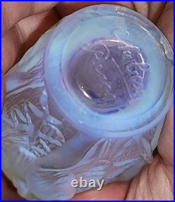 Vtg. Iridescent Perfume Bottle Signed Sabino Dancing Nymphs 4 Seasons Blue Hue