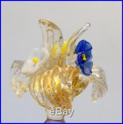 Vtg Italy MURANO Latticino Venetian Art Glass PERFUME BOTTLE Flower Stopper