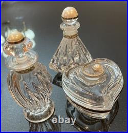Vtg. LENOX Czech Crystal Perfume Bottles Faux Pearl and Rhinestones set of 3