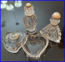 Vtg. LENOX Czech Crystal Perfume Bottles Faux Pearl and Rhinestones set of 3