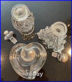 Vtg. LENOX Czech Crystal Perfume Bottles Faux Pearl and Rhinestones set of 3