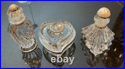 Vtg. LENOX Czech Crystal Perfume Bottles Faux Pearl and Rhinestones set of 3