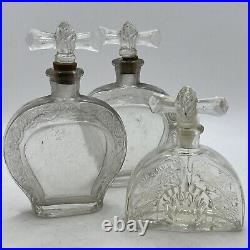 Vtg LOT 3 Antique Doret Jasmine Paris France Perfume Bottle Art Deco Nouveau