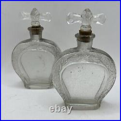 Vtg LOT 3 Antique Doret Jasmine Paris France Perfume Bottle Art Deco Nouveau