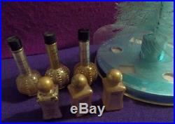 Vtg LUCIEN LELONG CHRISTMAS DISPLAY mini gold perfume bottle TREE ORNAMENT old