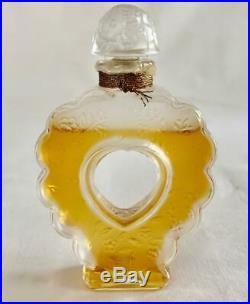 Vtg. Lalique 3.5 Perfume Bottle Nina Ricci Coeur Joie Open Heart Etched