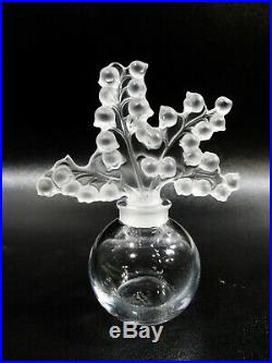 Vtg Lalique Crystal France Clairefontaine Perfume Bottle Lily of the Valley