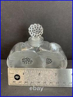 Vtg Lalique Frosted Crystal Deux Fleurs Two Flowers Perfume Bottle Rare Signed