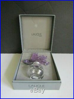 Vtg Lalique Lily of the Valley Purple Perfume Bottle 4 1/2 New in box Signed