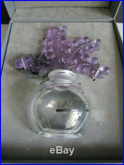 Vtg Lalique Lily of the Valley Purple Perfume Bottle 4 1/2 New in box Signed