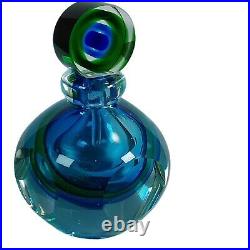 Vtg Luigi Onesto Vetraria Oball Murano Sommerso Art Glass Perfume Bottle Blue