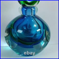 Vtg Luigi Onesto Vetraria Oball Murano Sommerso Art Glass Perfume Bottle Blue