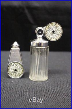 Vtg MARCEL FRANCK France Push Button Atomizer Crystal Perfume Bottle & Weekender