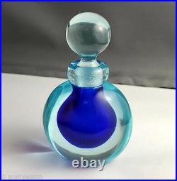 Vtg MURANO? ARCHIMEDE SEGUSO Perfume Bottle COBALT ArT GLaSs Italy Sommerso