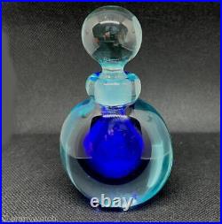 Vtg MURANO? ARCHIMEDE SEGUSO Perfume Bottle COBALT ArT GLaSs Italy Sommerso