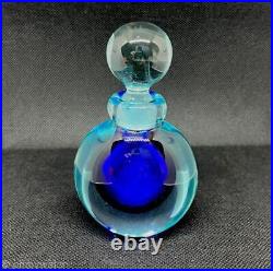 Vtg MURANO? ARCHIMEDE SEGUSO Perfume Bottle COBALT ArT GLaSs Italy Sommerso