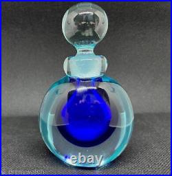 Vtg MURANO? ARCHIMEDE SEGUSO Perfume Bottle COBALT ArT GLaSs Italy Sommerso