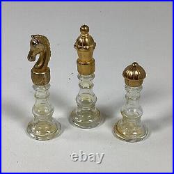 Vtg Mary Chess Perfume Sampler 3 Glass Bottles Knight Pawn Queen In Box Empty
