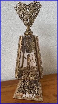 Vtg Matson Hollywood Regency Ormolu Glass Putti Cherub Filigree Perfume Bottle
