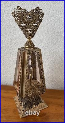 Vtg Matson Hollywood Regency Ormolu Glass Putti Cherub Filigree Perfume Bottle