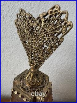 Vtg Matson Hollywood Regency Ormolu Glass Putti Cherub Filigree Perfume Bottle