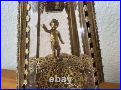 Vtg Matson Hollywood Regency Ormolu Glass Putti Cherub Filigree Perfume Bottle