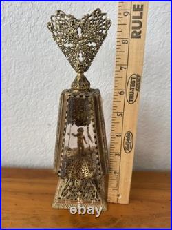 Vtg Matson Hollywood Regency Ormolu Glass Putti Cherub Filigree Perfume Bottle