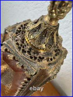 Vtg Matson Hollywood Regency Ormolu Glass Putti Cherub Filigree Perfume Bottle