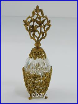 Vtg Matson Ormolu Perfume Bottle Birds Dogwood Flowers Filigree Glass Dauber