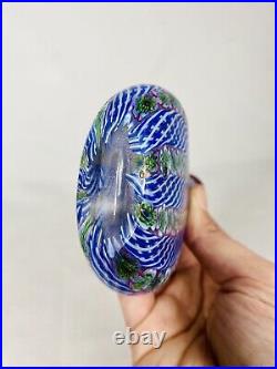 Vtg. Murano Ferro & Lazzarini Glass Perfume Bottle Blue Latticino Millefiore