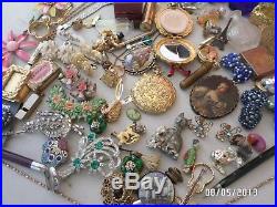 Vtg Old Antique Jewelry Lot Pins, Necklace, Brooches, Perfume Bottle, Victorian Rare