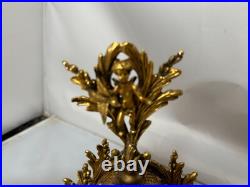 Vtg Ormolu Perfume Bottle&Jewelry Box Beveled Amber Glass Filigree French Rococo