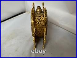 Vtg Ormolu Perfume Bottle&Jewelry Box Beveled Amber Glass Filigree French Rococo