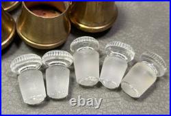 Vtg. Perfume Scent 5 Custom Shaped Hand Painted Bottles in Unique Leather Case