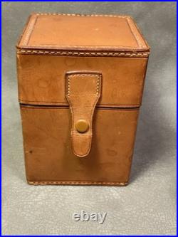 Vtg. Perfume Scent 5 Custom Shaped Hand Painted Bottles in Unique Leather Case