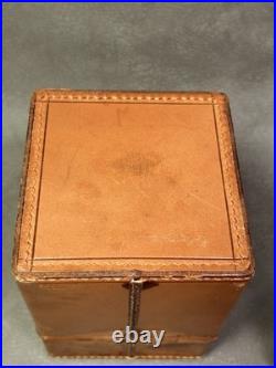 Vtg. Perfume Scent 5 Custom Shaped Hand Painted Bottles in Unique Leather Case