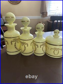 Vtg Portieux Vallerysthal Yellow Glass Perfume Bottles with Stopper PV France
