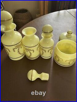 Vtg Portieux Vallerysthal Yellow Glass Perfume Bottles with Stopper PV France