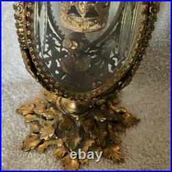 Vtg Rare STYLE BUILT 4 Panels Beveled Glass Gold Filigree Ormolu Perfume Bottle