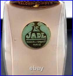 Vtg Roger Gallet Paris Pefume LE JADE Talcum Powder RARE Large Glass Bottle