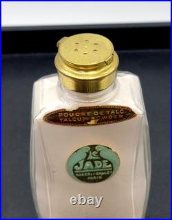 Vtg Roger Gallet Paris Pefume LE JADE Talcum Powder RARE Large Glass Bottle
