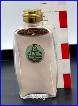 Vtg Roger Gallet Paris Pefume LE JADE Talcum Powder RARE Large Glass Bottle