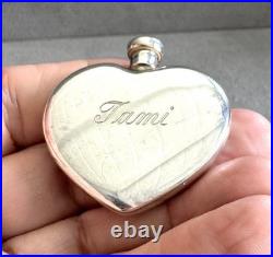 Vtg STERLING Silver TIFFANY & CO Heart-Shaped PERFUME BOTTLE + Dipper Engraved