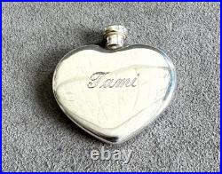 Vtg STERLING Silver TIFFANY & CO Heart-Shaped PERFUME BOTTLE + Dipper Engraved