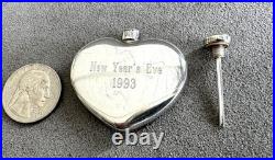 Vtg STERLING Silver TIFFANY & CO Heart-Shaped PERFUME BOTTLE + Dipper Engraved