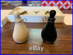 Vtg SUPER RAREHalston Perfume Bottles Pendants Elsa Peretti Black White Glass