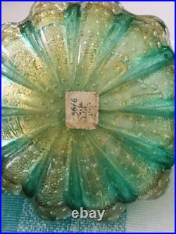 Vtg Set Murano Flavio Poli Seguso Green Bullicante/gold Melon Perfume Bottles