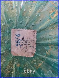 Vtg Set Murano Flavio Poli Seguso Green Bullicante/gold Melon Perfume Bottles