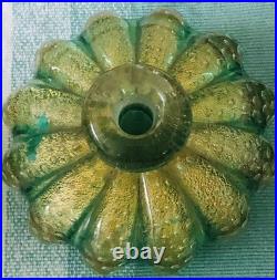 Vtg Set Murano Flavio Poli Seguso Green Bullicante/gold Melon Perfume Bottles