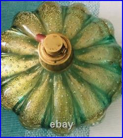Vtg Set Murano Flavio Poli Seguso Green Bullicante/gold Melon Perfume Bottles